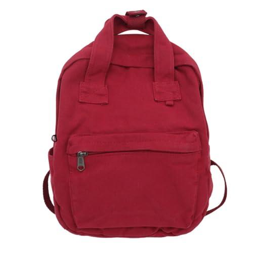 MaxxCloud Vintage Canvas Backpack Purse Mini Tote Satchel Small Hiking Daypack Travel Bag Handbag Rucksack(509 red)