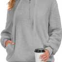 TBONTB Hoodies for Women Fuzzy Oversized Sweatshirt Zip Up Fleece Pullover Fluffy Sherpa with Pockets (Gray)