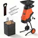 MAXLANDER 15-Amp Electric Wood Chipper Shredder, 1.75-Inch Cutting Capacity, Yard Waste Mulcher for Composting Branches & Twigs, Corded Chipper with Collection Bag