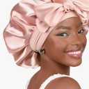 YANIBEST Adjustable Silk Bonnet for Sleeping Women Double Layer Satin Bonnet Reduce Friction Prevent Frizz Curly Hair