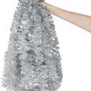 DECORA 33 Feet Silver Tinsel Garland, Christmas Metallic Hanging Tinsel Garland for Xmas Tree Home and Party Decoration