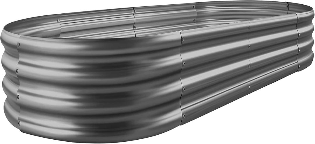 Land Guard 841 ft Galvanized Raised Garden Bed KitRaised Garden Boxes Outdoor, Oval Metal Raised Garden Beds for VegetablesGrey