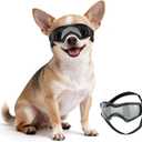 Billionchains Dog Sunglasses for Extra Small Breed UV Protection Windproof XS Dog Goggles with Adjustable Head & Chin Straps for Ride Car/ Hiking Travel/ On Beach-Black