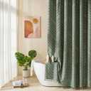 Siiluminisoy Extra Long Sage Green Boho Shower Curtain with Tassel, Woven Fabric 84 in Shower Curtain, Tufted Chevron Striped, 72 x 84, Modern Chic Textured Minimalist Bathroom Shower