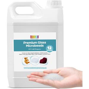 Bright Creations Glass Microbeads 12 lbs  Premium Micro Glass Beads for Weighted Blankets, DIY Crafts, Stuffed Animals & Dolls  Crystal Clear Filler Beads with Reusable Storage Container