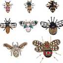 NBEADS 8 Pcs Bee Beaded Patches, 8 Styles Rhinestone Sew On Patches Crystal Appliques Rhinestone Sequin Patches for Jeans Clothing Handbag Shoes Decorative DIY Projects, Small to Medium