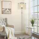 immable Crystal Floor Lamps for Living Room, 1000LM LED Bulb Included, Standing Lamp with Knob Switch, Tall Silver Modern Floor Lamp for Bedroom Nursery Office Reading