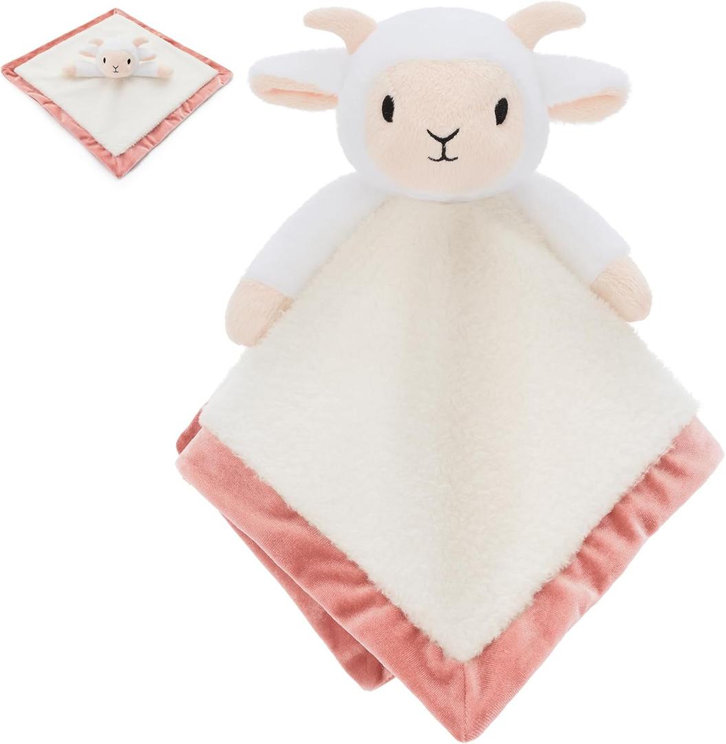 Lamb Loveys for Babies 14" Baby Security Blanket Soft Snuggle Toy for Newborns Girls Boys, Lamb Stuffed Animal Security Blanket, Ideal Baby Essential Gift