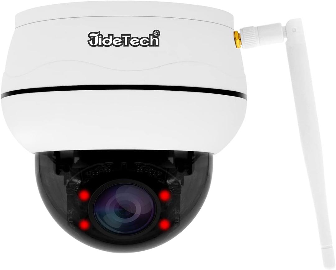 JideTech 5MP PTZ WiFi Camera Outdoor, 5X Optical Zoom Dome Camera with Human/Motion Detection, Auto Tracking, Wireless IP Camera with Mic/Audio, MicroSD (128GB), IR Night Vision, IP66 Weatherproof