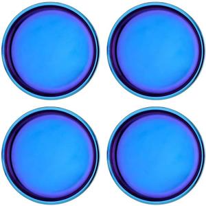 Ahimsa Stainless Steel Plates for Kids, 9" Colorful Stainless Steel Plates, Pediatrician Designed & Non Toxic, Unbreakable, Dishwasher Safe, Set of 4 Blue