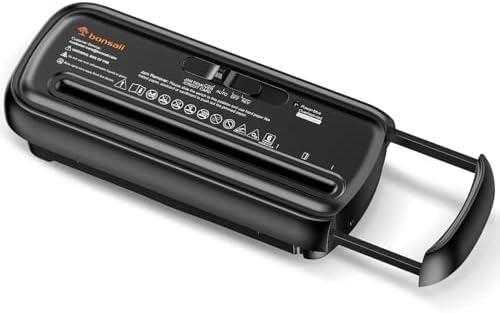 Bonsaii Paper Shredder for Home Use, 6 Sheet Strip Cut Small Paper Shredder Without Basket for Home Office, Portable Shredder Extendable Arm Design with Overheat Protection (S123-B)