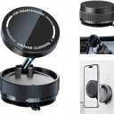 Vacuum Suction Magnetic Car Phone Holder Mount Fit All Phones,Adjustable Phone Holders for Your Car,Mechanical Knob No Need Charging,Metal Ring Stick Outside if Case Non-Magnetic (Black)