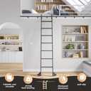 Fredbeck 8ft Rolling Library Aluminium Step Ladder 96" with 4FT Sliding Hardware Track Kit Bottom Wheel Included,for Kitchen,Loft,Warehouses,Bookstore,Atti,Dressing Room,Metal Black
