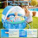 Baby Pool with Canopy Sprinkler, 47in Foldable Kiddie Pool with Pop Up Mosquito Net, Baby Beach Tent with Sun Shade Canopy, Portable Toddler Kids Small Pool for Backyard Beach Outdoor