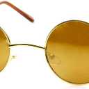 zeroUV Lennon Style Round Circle Metal Sunglasses with Color Mirror Lens