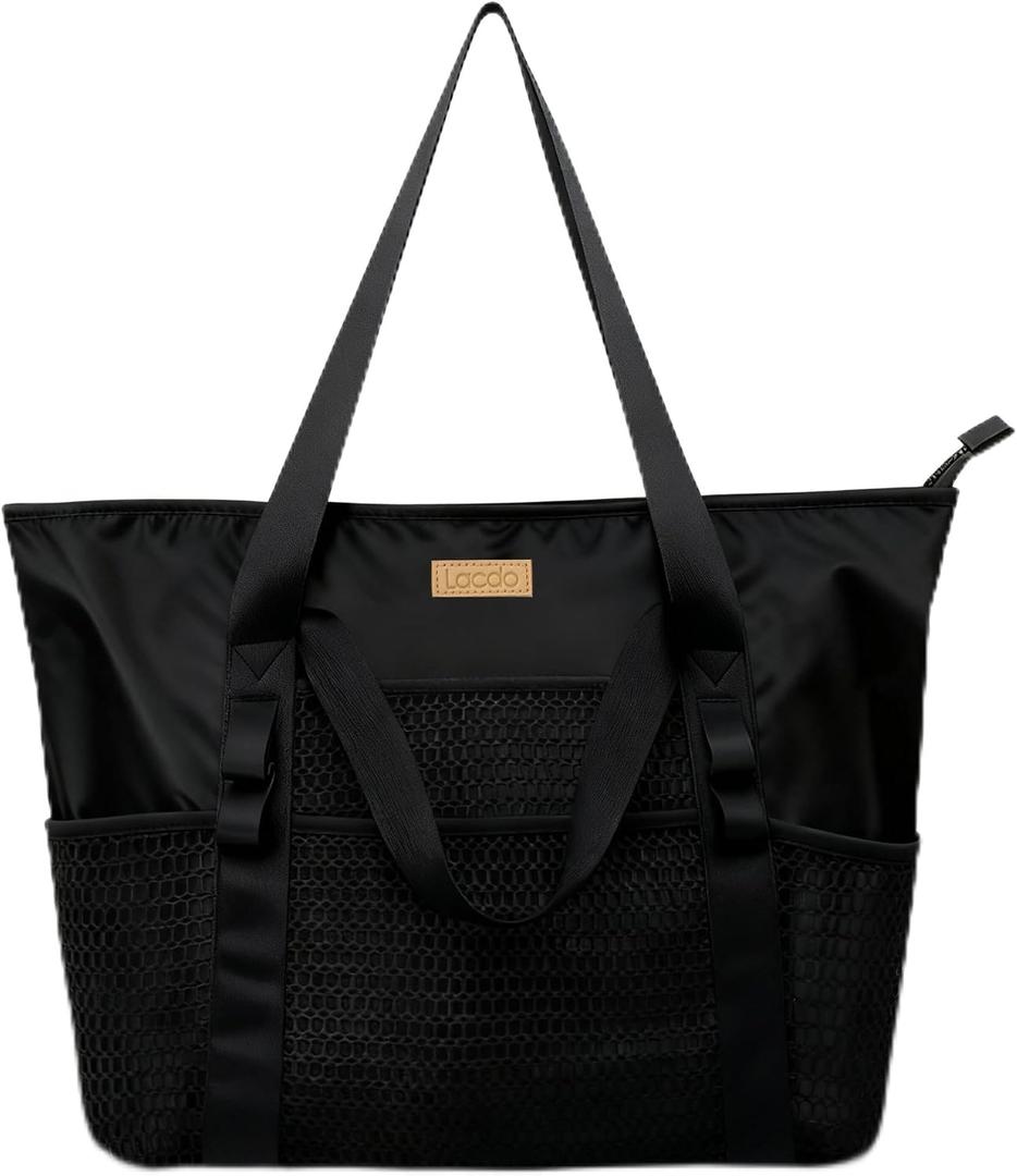 Lacdo Tote Bag for Women, Casual Mesh Tote Bag Hobo Women Foldable Handbag Shoulder Bag, Large Beach Bag for Travel Essential