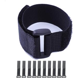 Fastening Hook and Loop Cable Straps,10Pack Black Self-Adhesive Cable Ties,Nylon Securing Straps with Buckles,Adjustable and Reusable Cinch Straps for Cords Organized and Tidy(1" x 16")