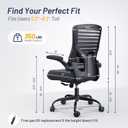 Office Desk Chair for Long Hours & Lower Back Pain Relief 4 Thick Molded Foam Cushion, Enhanced Lumbar Support, Padded Flip-up Armrests, Ideal for Office or Study, Black