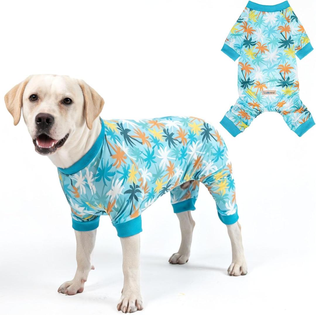 SCENEREAL Dog Sun Shirt UV Protection Cooling Vest, Quick-Dry Breathable Summer Clothes Jumpsuit Lightweight Pet Pajamas Outdoor Dirt-Resistant Shedding Control Onesie, XL