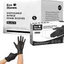 Black Nitrile Disposable Exam Gloves (5Mil) | LatexFree, PowderFree, Food Safe, Medical, Tattoo, Mechanic & Cleaning Use (Black, M)