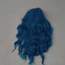 Blue Wig for Women Long Curly Wavy Pastel Blue Wig Side Part Synthetic Halloween Cosplay Wig with Wig Cap