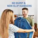 HOUSE DAY Grey Velvet Hangers 60 Pack, Non Slip Felt Hangers, Heavy Duty Velvet Clothes Hanger, Ultra Slim Hanger Space Saving, Perfect for Shirt, Suits, Pants