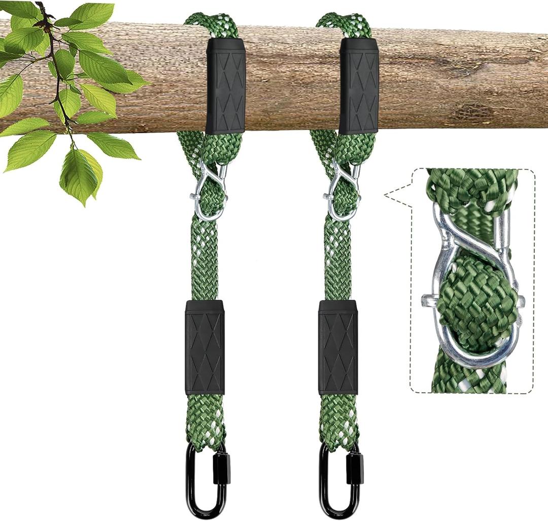 2-Pack 5ft Tree Swing Hanging Straps,800 LB Capacity Adjustable Nylon Heavy Duty Swing Ropes with Safer Lock Snap Carabiner for Hammock, Swing, Outdoor Camping and Aerial Yoga