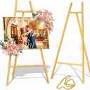 Gold Metal Easel Stand for Sign,Heavy Duty Art Easel with Adjustable Chain,Tripod Structure,4-Level HeightEasels for Wedding Welcome Sign Holder,Baby Shower Poster,Birthday Party,Posters.