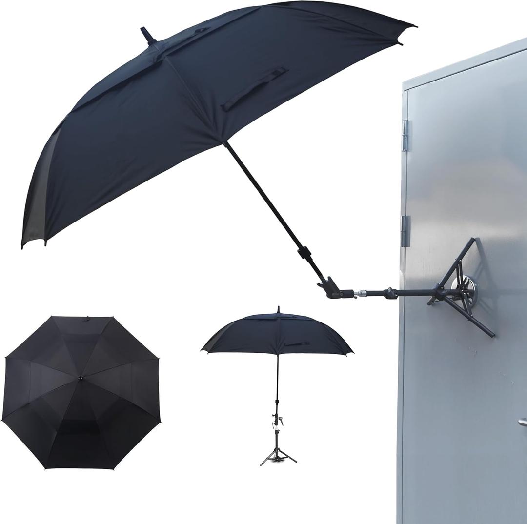 60 HVAC Umbrella with Magnetic Base, Height Adjustable, Rotate in Any Direction, Outdoor Work Umbrella to Keep the Work Cool and Dry(Black)
