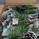 Christmas Garland, 9Ft Christmas Garland with Lights & Timer, 50LED Waterproof Battery Operated Lighted Garland Outdoor, Indoor Prelit Garland for Mantle, Stairs, Outside Christmas Decor Decorations