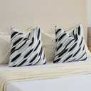 FUTEI Black White Decorative Throw Pillow Covers 12x20 Inch Set of 2,Soft Geometric Textured Faux Cashmere Pillow Case,Modern Home Decor for Couch Bed Living Room