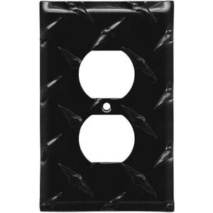 Colester Direct Black Diamond Plate Aluminum Wall Switch Plate Outlet Cover Toggle Rocker GFI Garage (Power Outlet-Duplex Single)