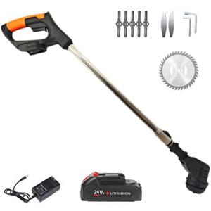 1500W Portable Lawn Trimmer, Electric Stringless Weed Wacker, 90 Adjustable Head Angle, Stingless Lightweight Grass Weedeater Blades for Dense Weeds and Garden Yard Trimming (Black(24V Battery))