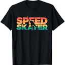Retro Speed Skater Ice Skating T-Shirt (Small, Black)