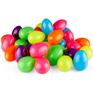 PREXTEX 72 Piece Plastic Large Easter Eggs - 3.5 Inch Empty Eggs Fillable with Candy, Toys or Presents - Vibrant Color Eggs for Easter Basket, Holiday Decoration for Boys and Girls