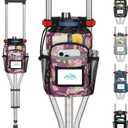 supregear Crutch Accessories Bag, Water-Resistant Premium Storage Pouch with Cup Holder and Multiple Pockets - Large Capacity Organizer Tote Bag Attachment for Underarm Crutches - Men, Women