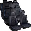 Car Seat Covers 8 Seats for Honda Pilot 2003-2026, Waterproof Durable Leather Vehicle Cushion Covers, Breathable Full Coverage Seat Protector(Standard,Black Blue)