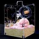 GuineaLoft Custom Acrylic Cage (Model-PT) for Hamsters, Rats, Mice, Gerbils - Crystal Clear, 1x1x1.5 ft, Custom Made, Optional Custom Name Plate, Background & Accessories - Visit the GuineaLoft Store