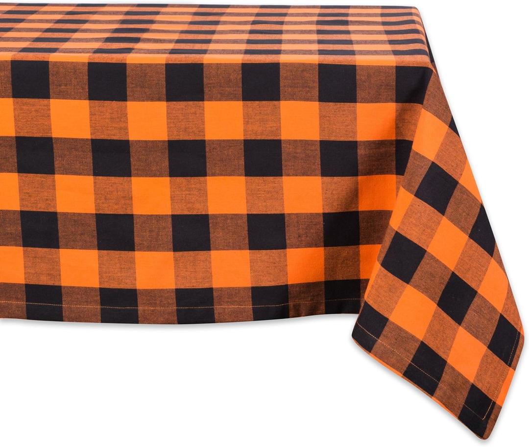 DII Buffalo Check Collection, Classic Farmhouse Tablecloth, Tablecloth, 60x104, Orange & Black