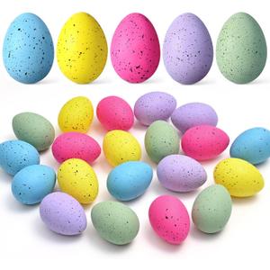 Waipfaru 20 Pcs Easter Eggs, 2.4'' Plastic Speckled Easter Eggs and Vase Filler, Pastel Easter Eggs for DIY Spring Farmhouse Home Table Easter Decorations (Blue, Yellow, Pink, Purple, Green)