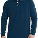 VVWVO Men's Long Sleeve Polo Shirts for Men, Casual & Work Golf Polo Shirts with Split Hem,Stylish Collared Shirt Light Blue, Large