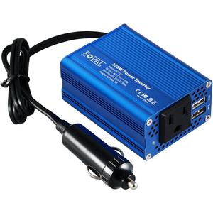 FOVAL 150W Car Power Inverter 12V DC to 110V AC Converter Vehicle Adapter Plug Outlet with 3.1A Dual USB Car Charger for Laptop Computer (Classic Blue)