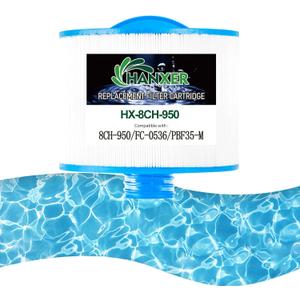 HANXER 8CH-950 Spa Filter Cartridge Replaces for PBF35, PBF50-F2S, Filbur FC-0536, Excel Filters XLS-834, Aladdin 15052, AK-90311, 10-2785, 80503 Hot Tub Filter, 50 sq.ft, 1 Pack