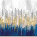 XXMWallArt FC3162 Abstract Wall Art Gold and Blue Canvas painting Artwork Painting Print for Living Room Bedroom Kitchen Home and Office Wall Decor