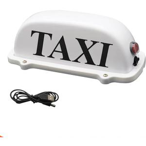 USB Rechargeable Battery Taxi Top Light Roof Taxi Sign with Magnetic Base Waterproof Taxi Dome Light