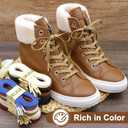 DELELE Flat Waxed Cotton Shoelaces: Wax Shoe Laces for Sneakers Boot 2 Pair (31 inch (80CM), 12 Tan With Deep Gray Metal Tips)