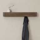 Kazai. Wall-Mounted Coat Rack 'Toke' - Modern Design Coat Rack with Hidden Wall Hooks - Solid Wood Veneer Panel Coat Hanger - Oak, Dark