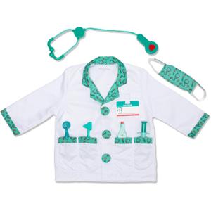 Melissa & Doug Doctor Role Play Costume Dress-Up Set (8 pcs) Pretend Play Role Dress-Up Doctor Costume And Kit With Stethoscope For Kids