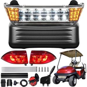 Golf Cart Deluxe Light Kit Compatible with Club Car Precedent Electric 2004-Up 12V Street Legal Light Kit, Upgrade LED Headlight Taillight with Turn Signals Hazard Light Switch Horn Brake Pad