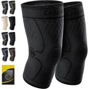 CAMBIVO 2 Pack Knee Brace, Knee Compression Sleeve Support for Men and Women, Knee Pads for Running, Hiking, Meniscus Tear, Arthritis,Joint Pain Relief (Black,Small)